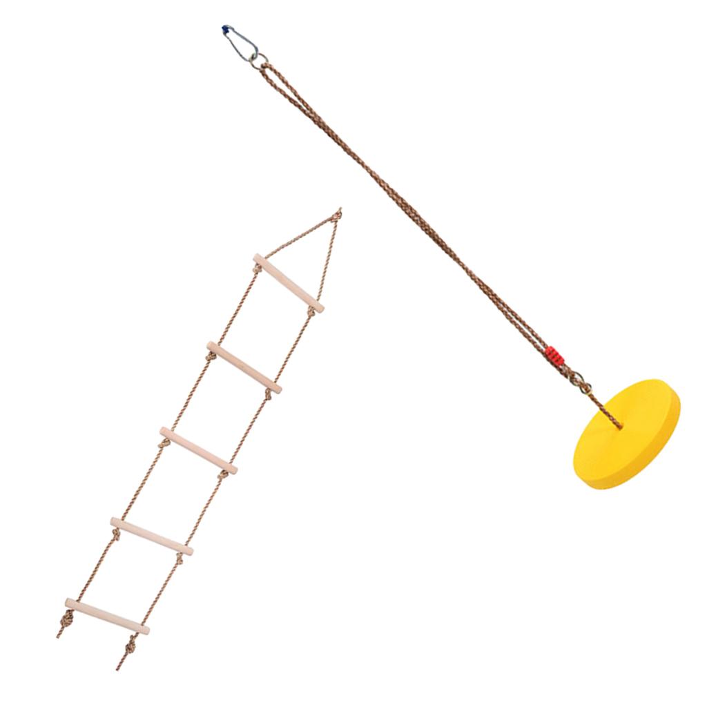 Climbing Ladder & Tree Hanging Disc Rope Swing Outdoor Toy for Kids - Yellow