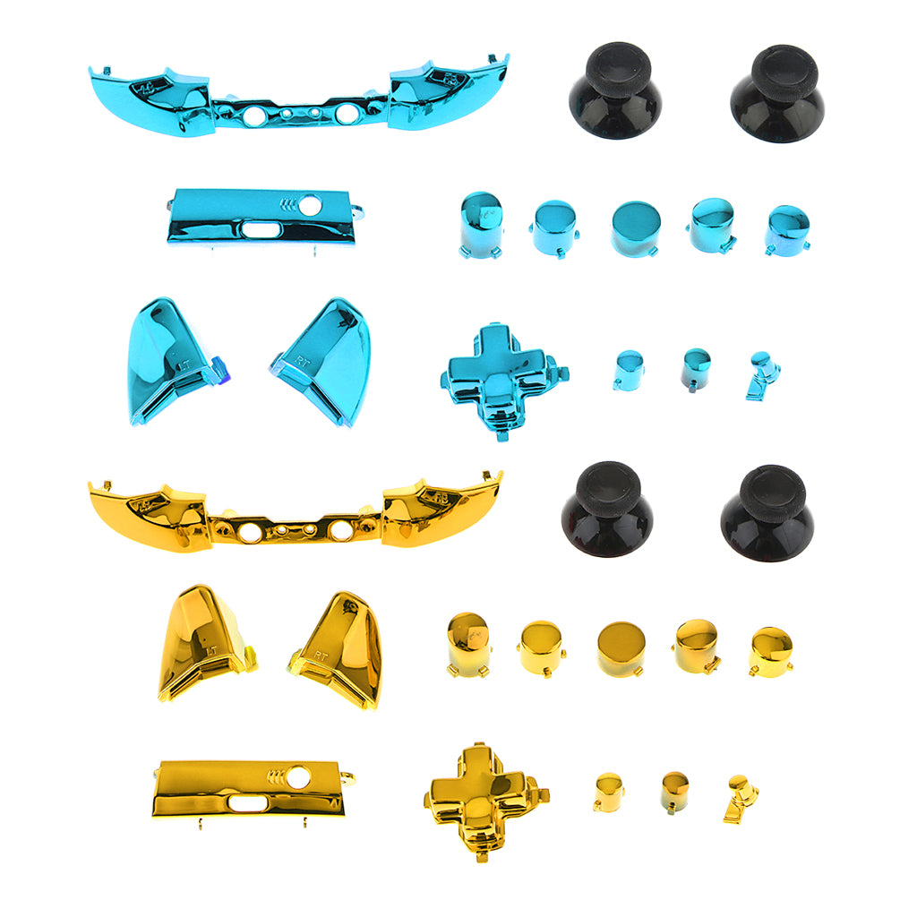 2Pack Full Button Set Chrome Bumper ABXY Mod Kit For One S Controllers