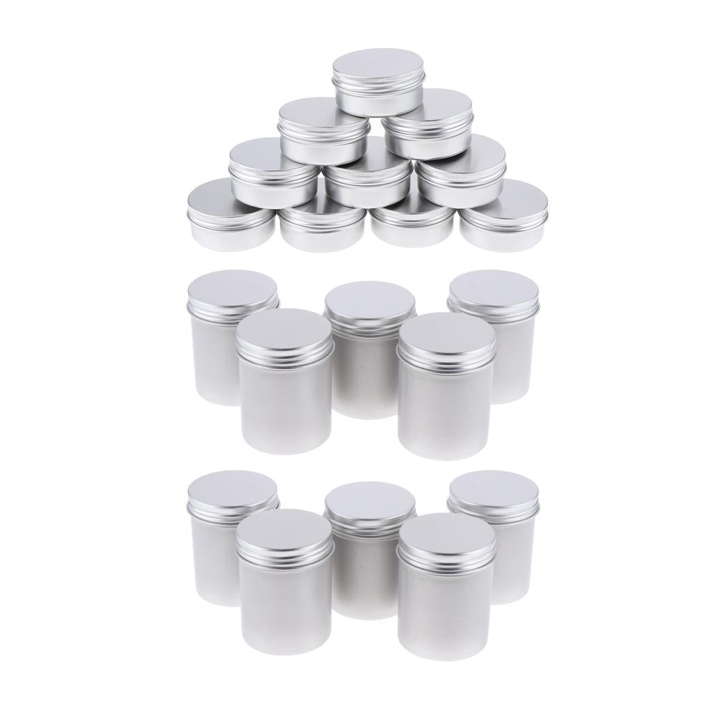 20Pcs Round Aluminum Tin Jar Cosmetic Empty Cream Container Lip Balm Tea Can