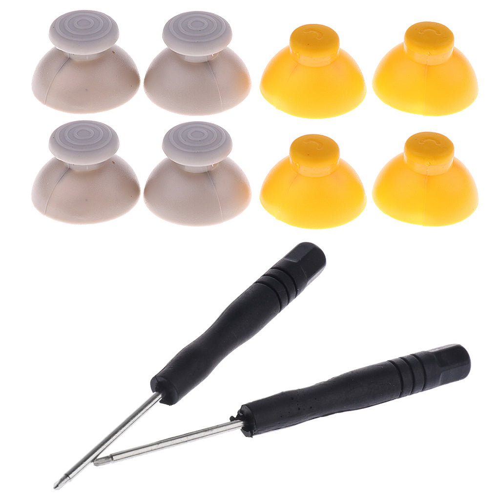 8x Joystick Caps Grey + Yellow for Nintendo GameCube NGC Controller + Tools