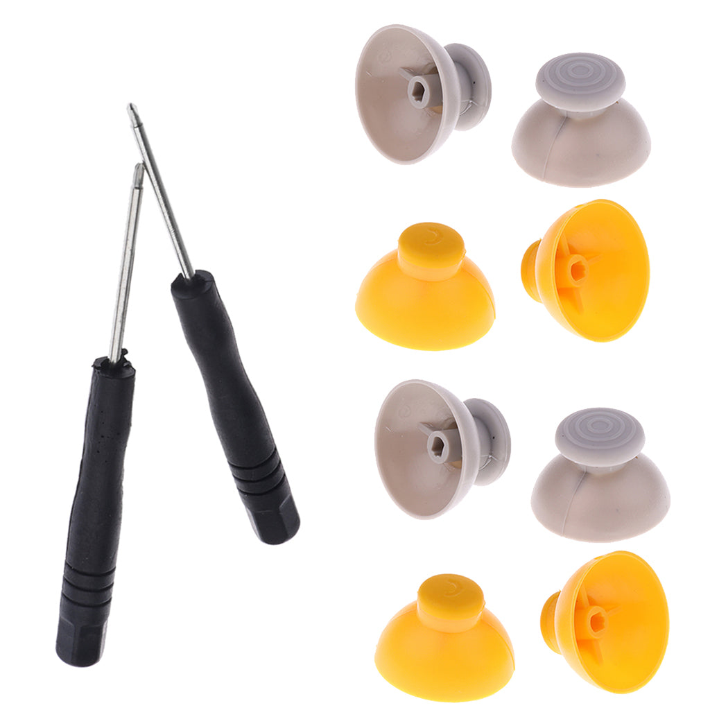8x Joystick Caps Grey + Yellow for Nintendo GameCube NGC Controller + Tools