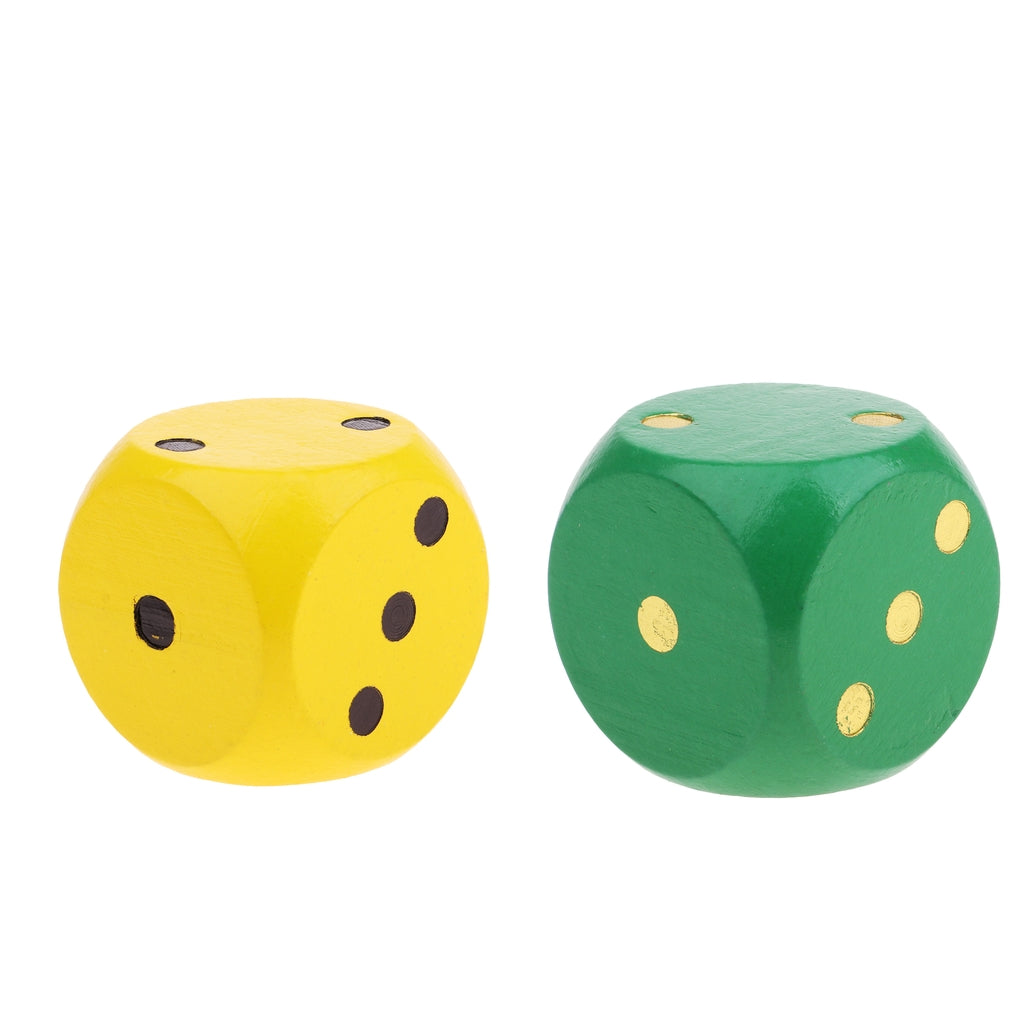 2 Pieces Extra Large Wooden Dice with Rounded Corner D6 Six Sided Dice 5cm