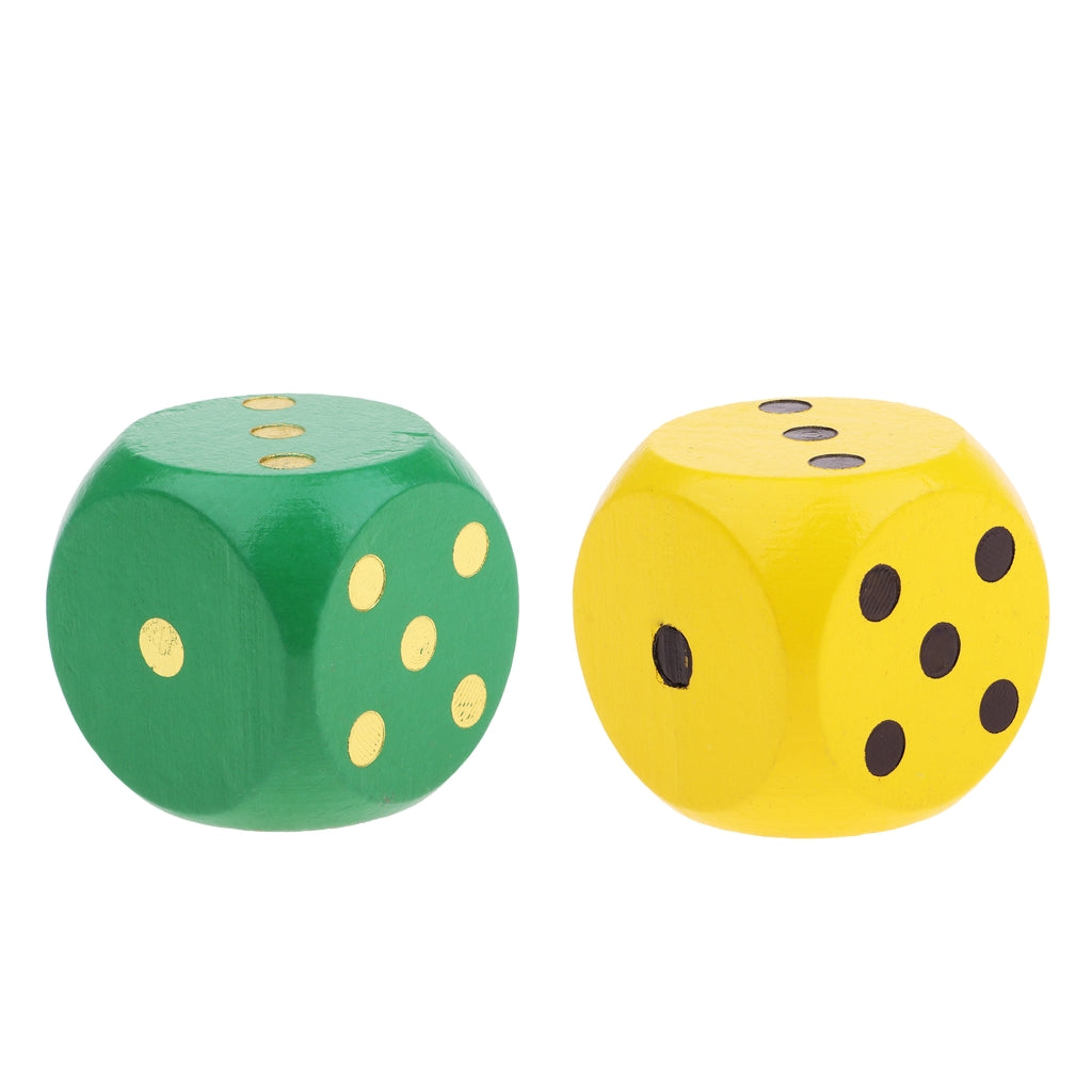 2 Pieces Extra Large Wooden Dice with Rounded Corner D6 Six Sided Dice 5cm