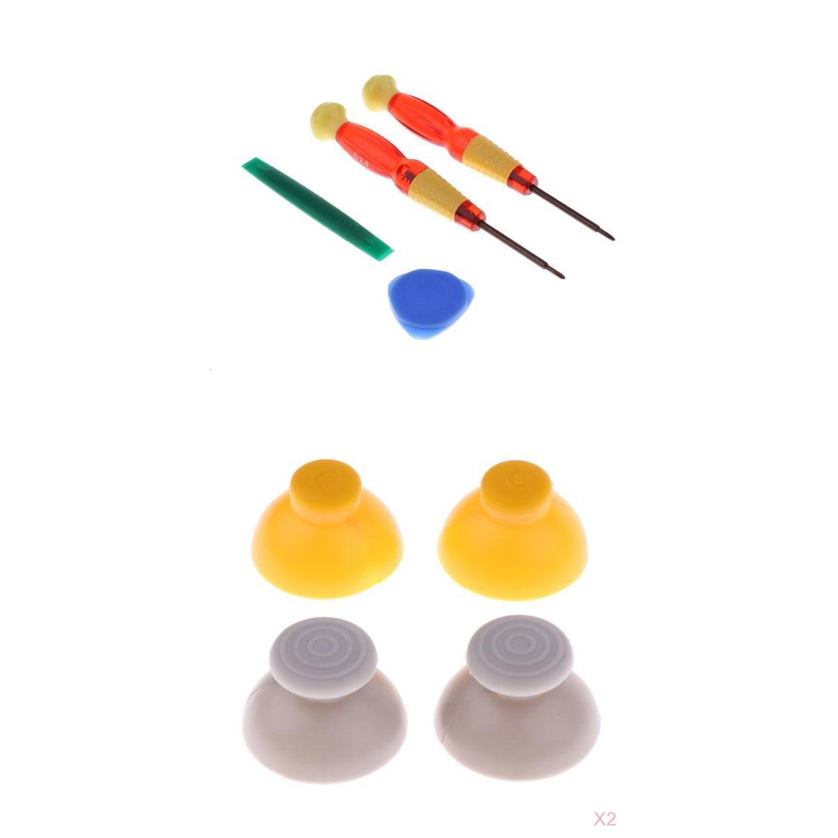 8x Replacement Joystick Caps Grey + Yellow for Nintendo GameCube NGC + Tools