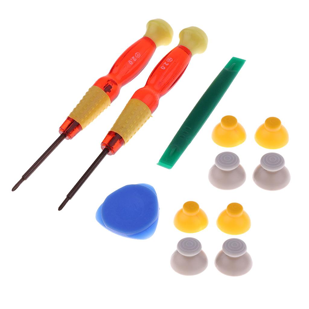 8x Replacement Joystick Caps Grey + Yellow for Nintendo GameCube NGC + Tools