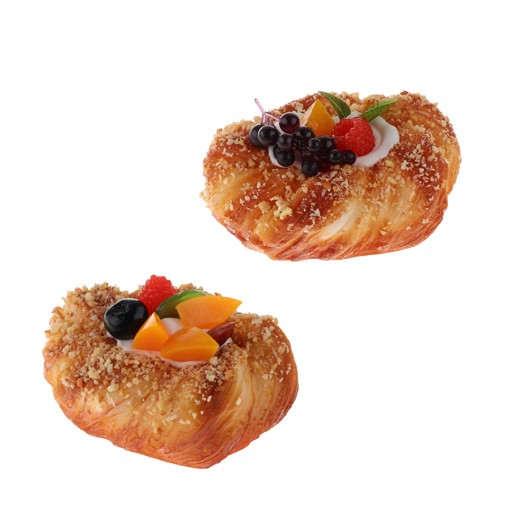 2 Styles Artificial Fruit Bread Cake Simulation Realistic Food Dessert