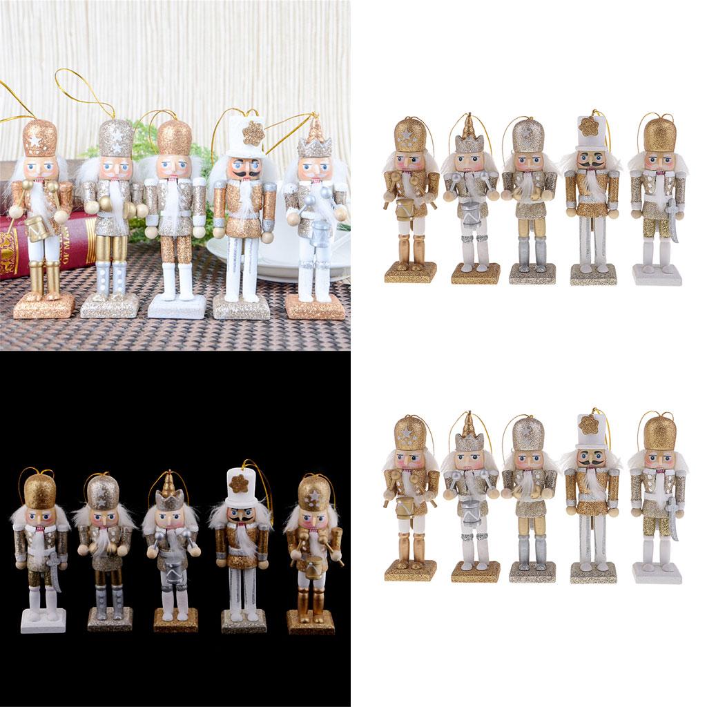 10 Pieces 12cm Wooden Nutcracker Solider Figure Model Puppet Doll Home Decor