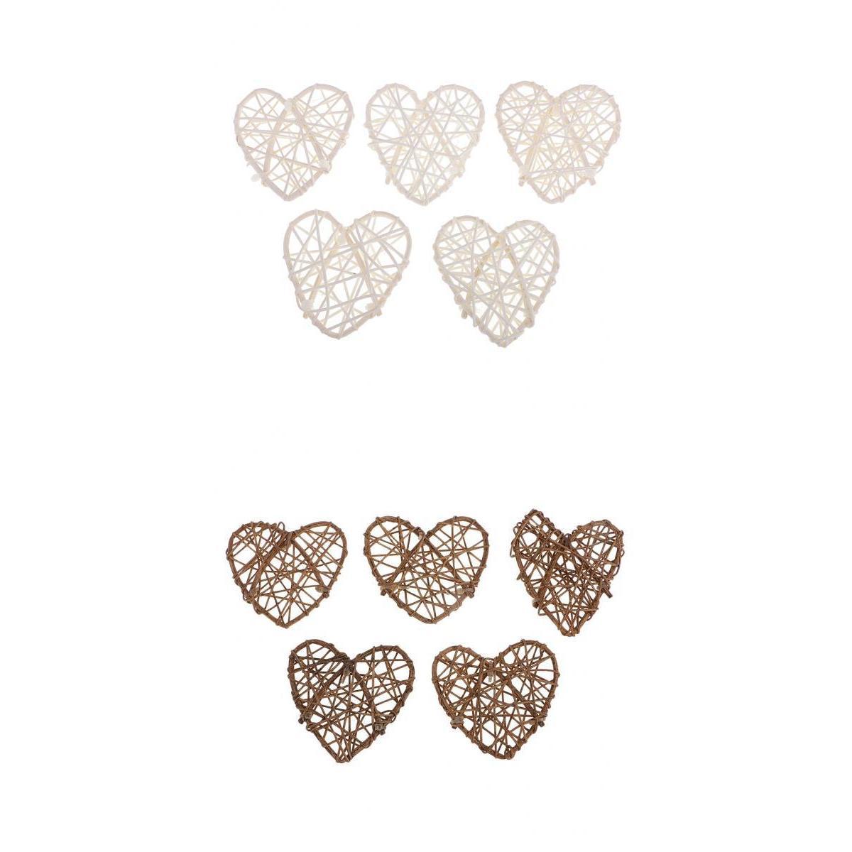 10 Pieces Rattan Wicker Ball Photo Props Heart Shaped for Home DIY Trinkets