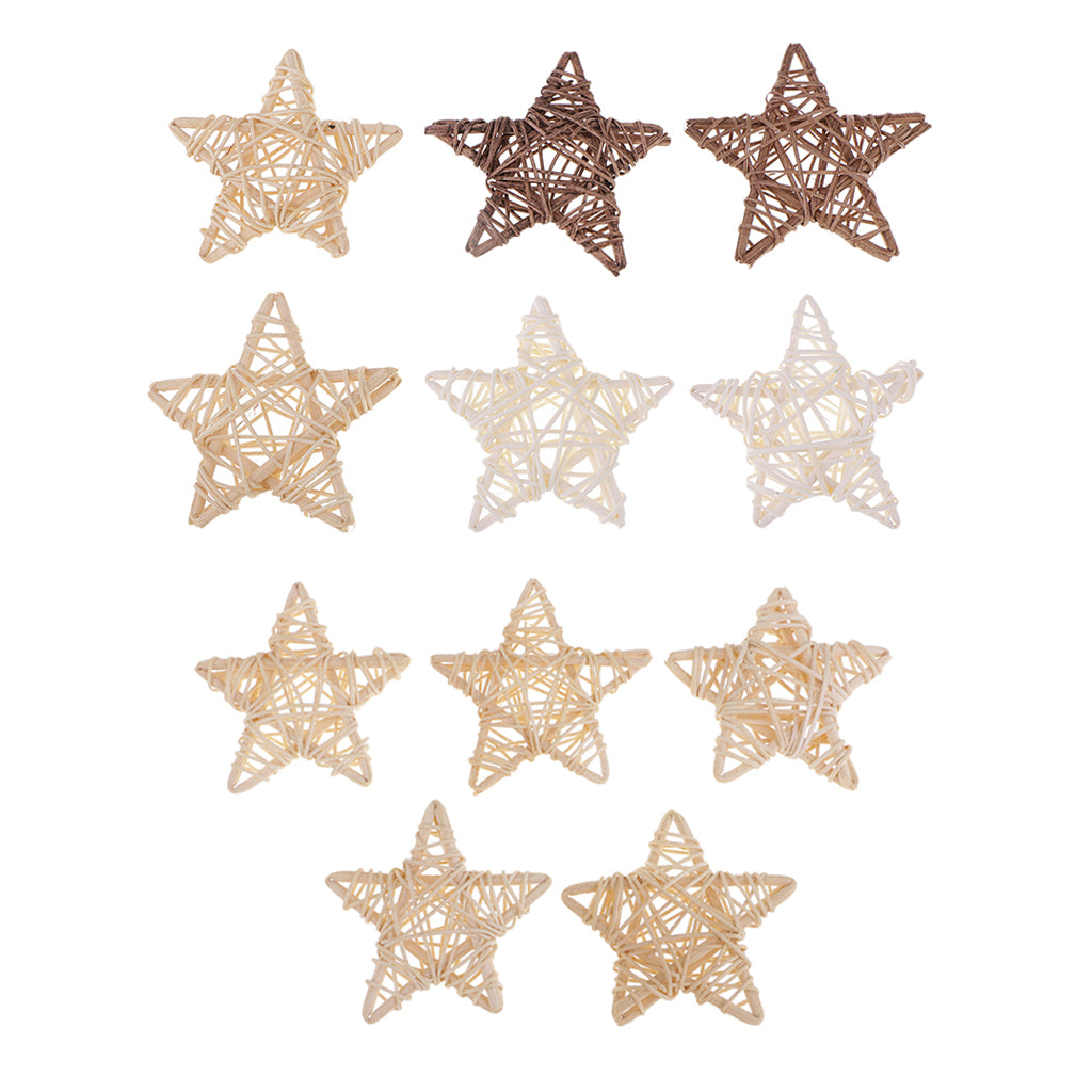 10 Pieces Natural Rattan Wicker Star Ball Photo Props Home Ornaments 7cm