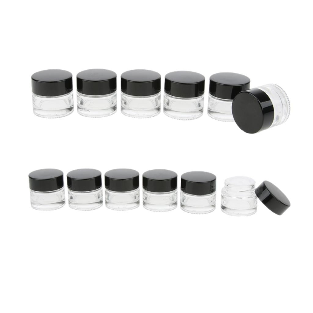 12 Pieces 5g Glass Pot Jars Cream Bottle Makeup Cosmetic Container Clear