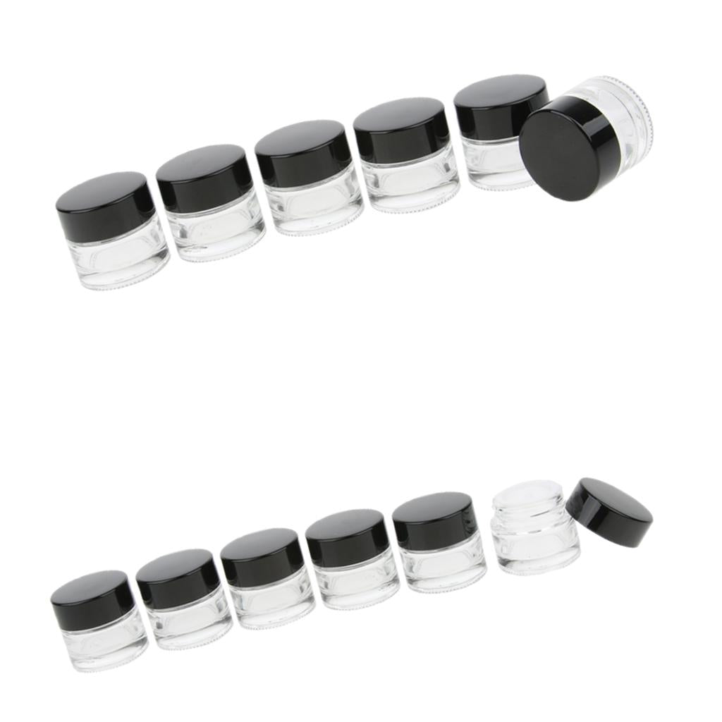 12 Pieces 5g Glass Pot Jars Cream Bottle Makeup Cosmetic Container Clear
