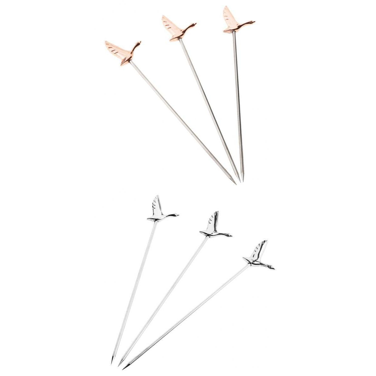 6PCS Stainless Steel Cocktail Picks Martini Fruit Stick for Party