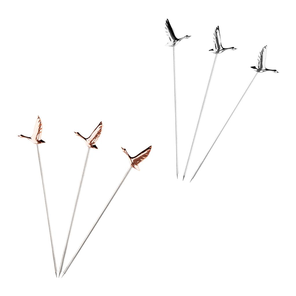 6PCS Stainless Steel Cocktail Picks Martini Fruit Stick for Party