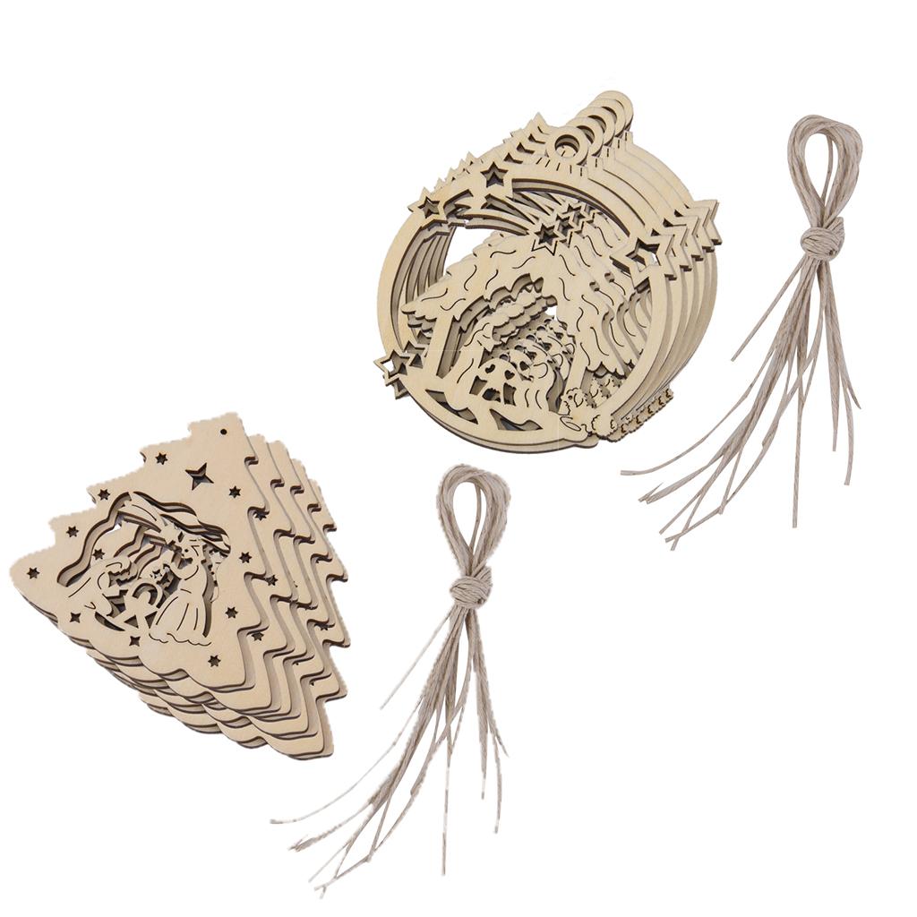20pcs the Birth of Jesus Wooden Tag Embellishment with Strings