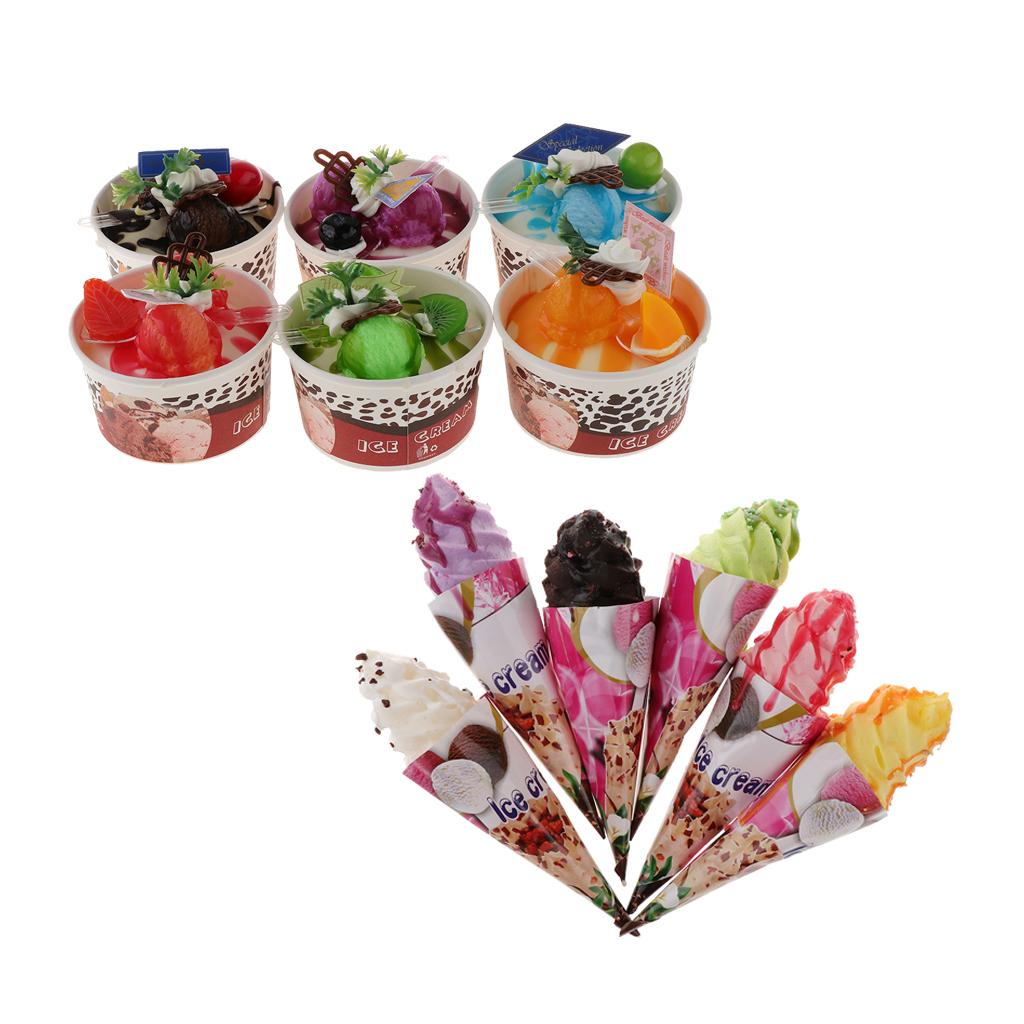 2Set of 12Pcs Artificial Ice Cream Simulation Realistic Food Dessert