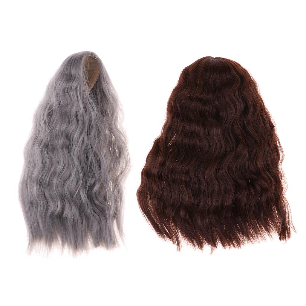 2pcs Curly Hair Wig Hairpiece for 1/4 BJD Dolls Making & Repair Supplies