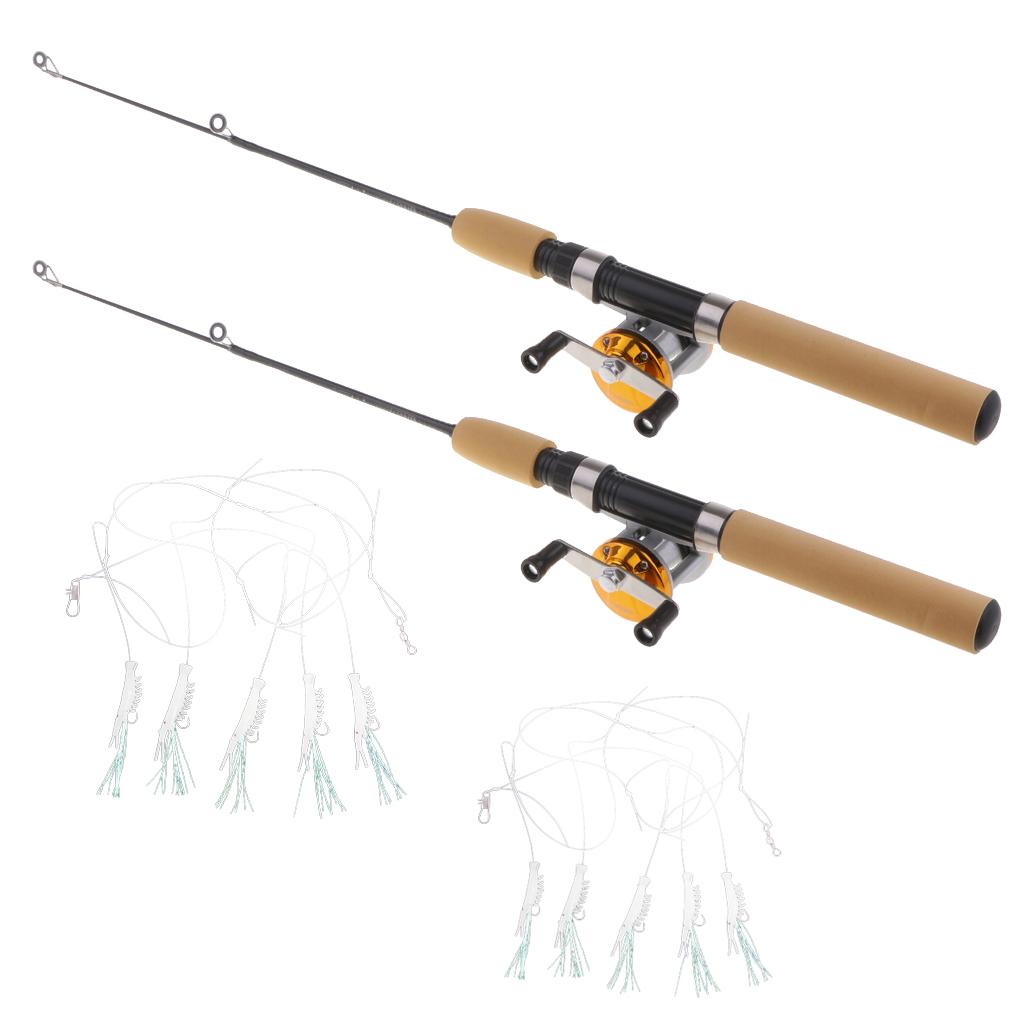 2pcs Mini Ice Fishing Rod Telescopic Casting Rod and Reel Combo L