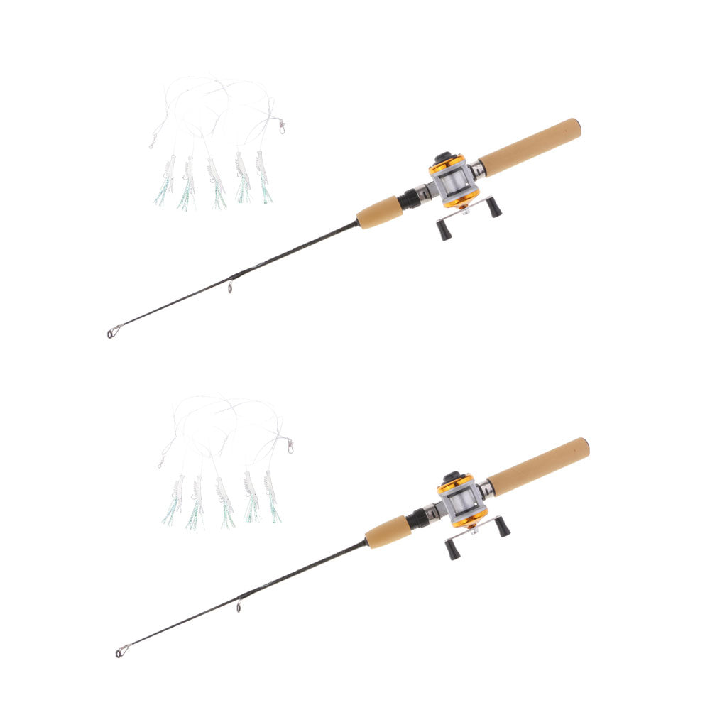 2pcs Mini Ice Fishing Rod Telescopic Casting Rod and Reel Combo M