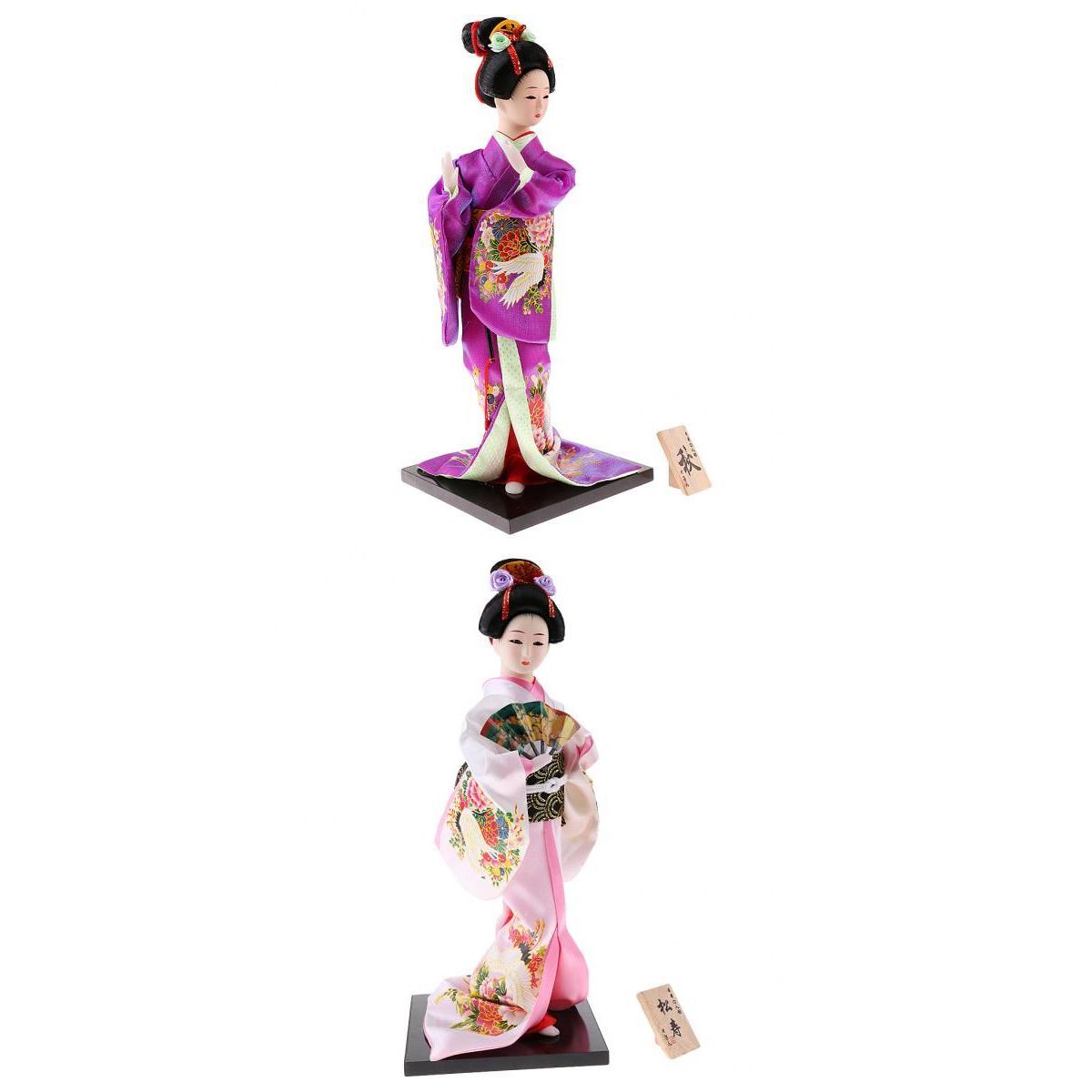 2 Pieces Japanese Geisha Kimono Doll Ornaments Crafts Home Decoration