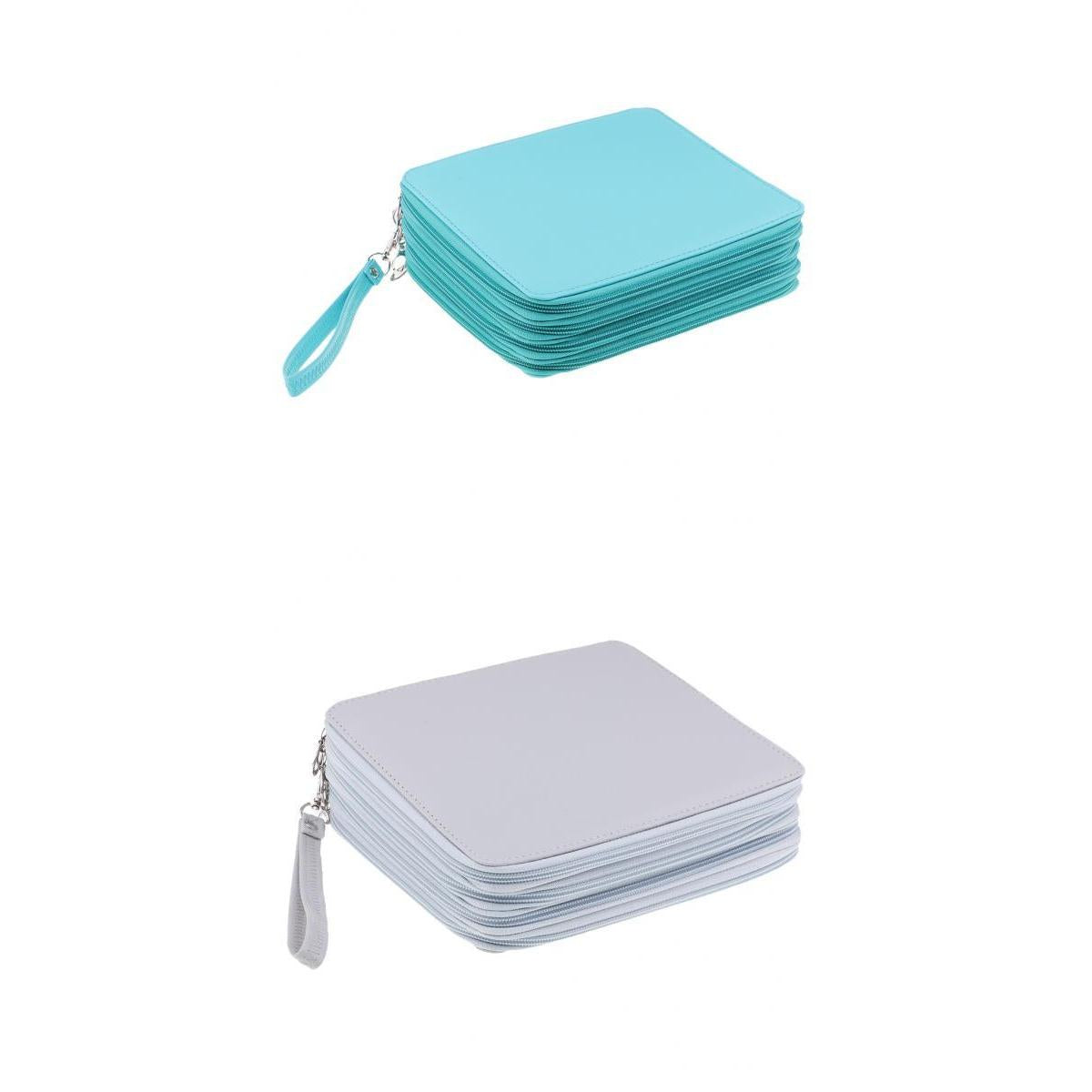 2pcs 160 Slots PU Leather Pencil Case Portable Colored Pencil Holder Pen Bag