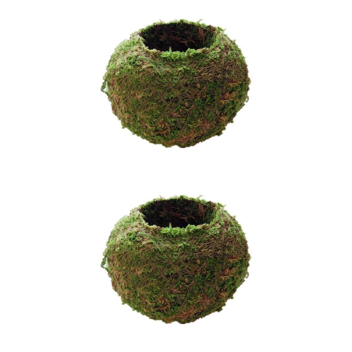 2Piece Creative Moss Ball Flower Pot Planter Bonsai Plant Holder Home Garden