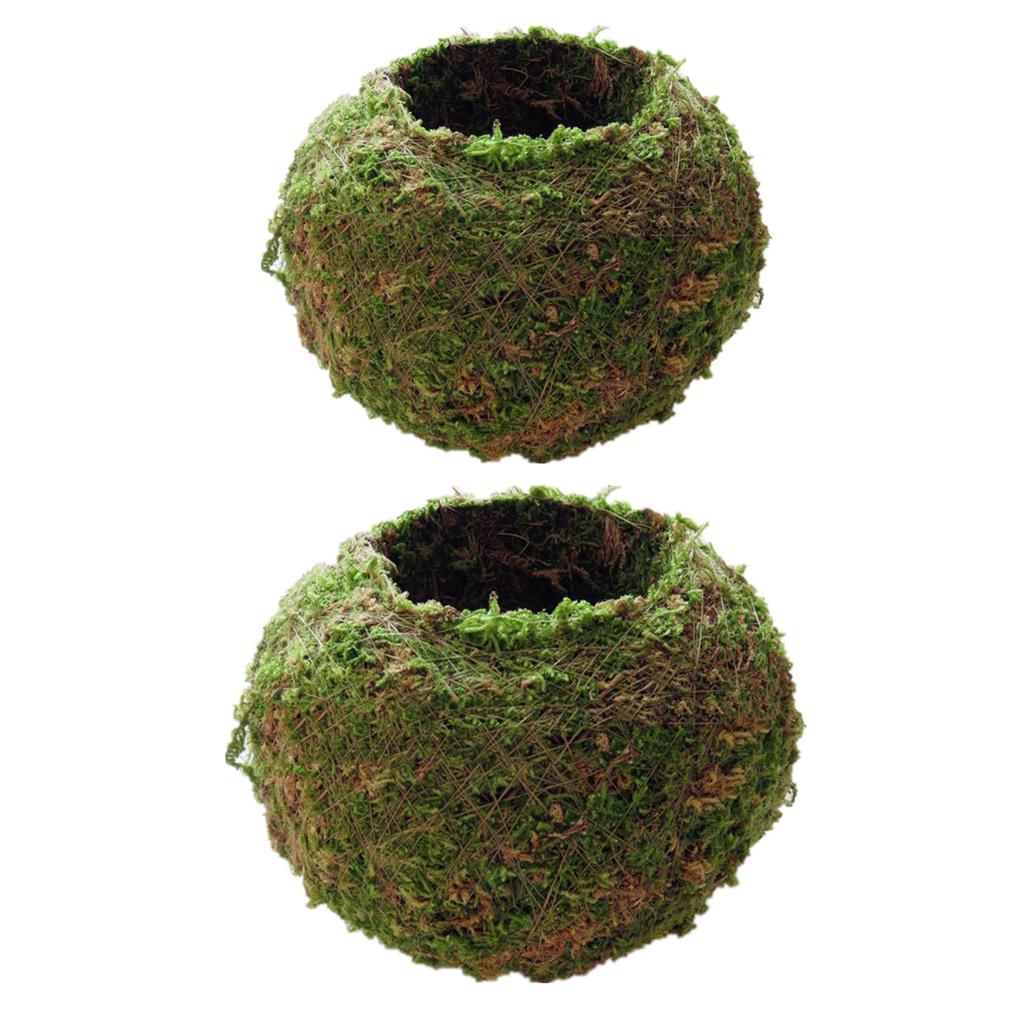 2Piece Creative Moss Ball Flower Pot Planter Bonsai Plant Holder Home Garden