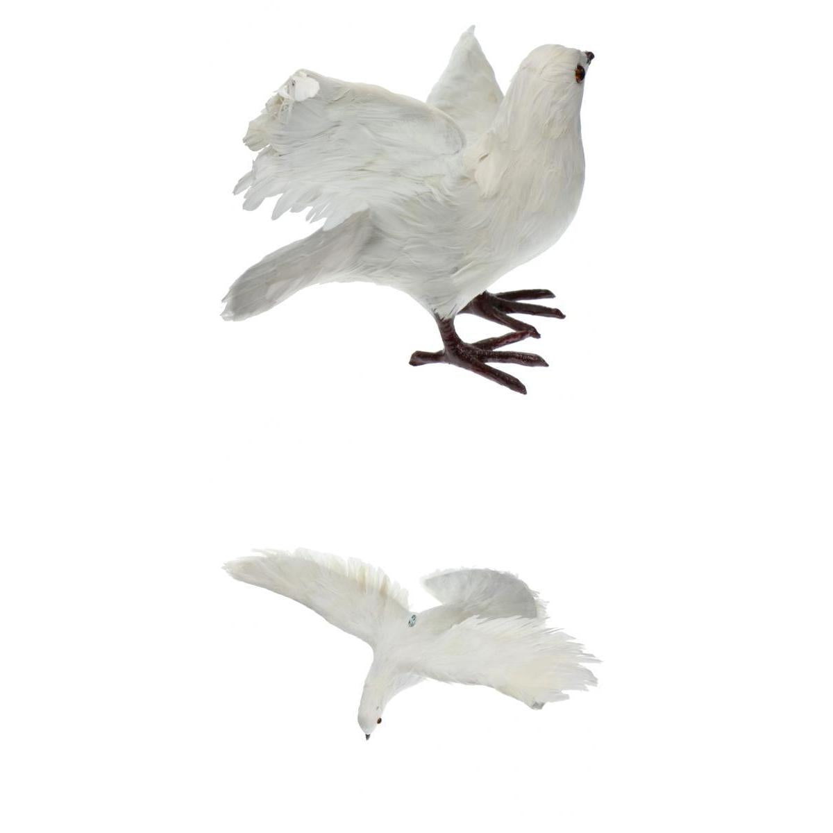 2pcs Artificial Feathered Pigeon Bird Yard Figurine Decor Birds