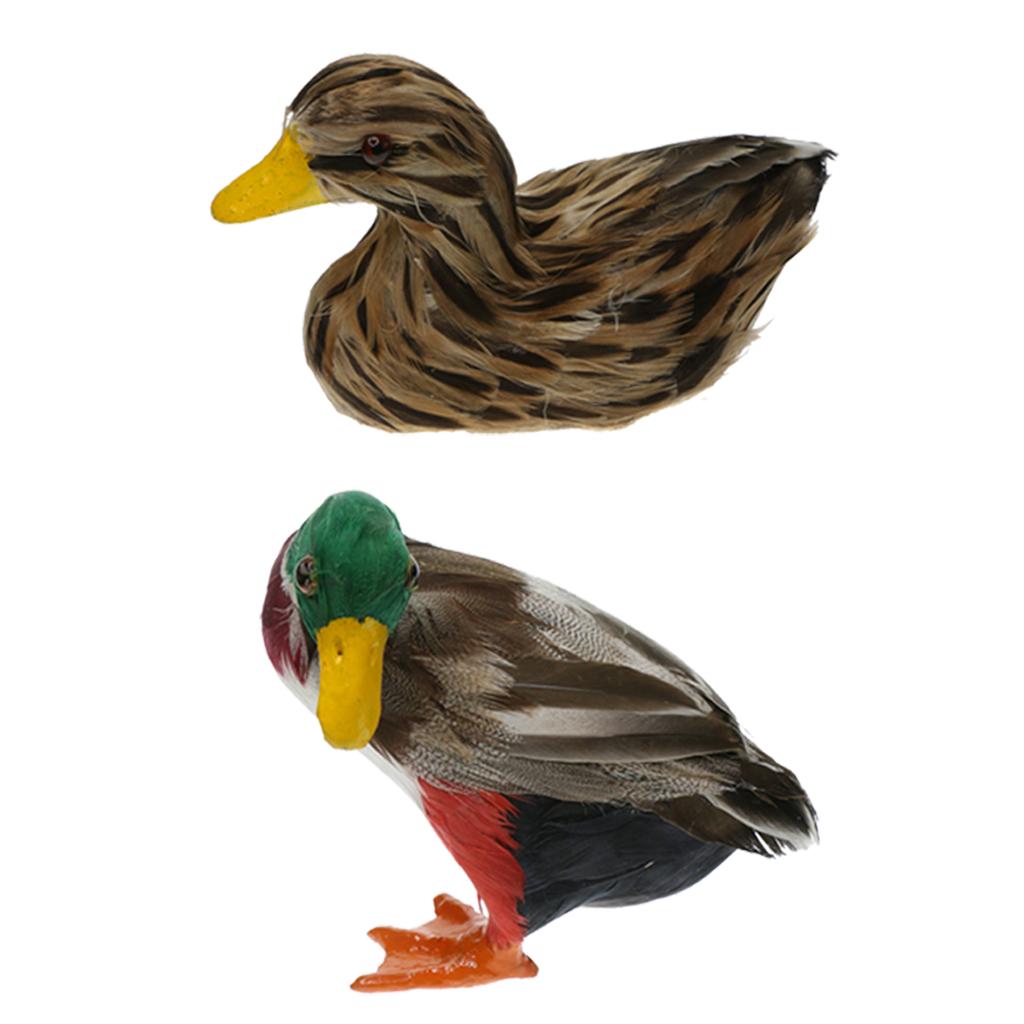2pcs Plastic Realistic Duck Ornament Garden Sculpture Water Pond Ornament