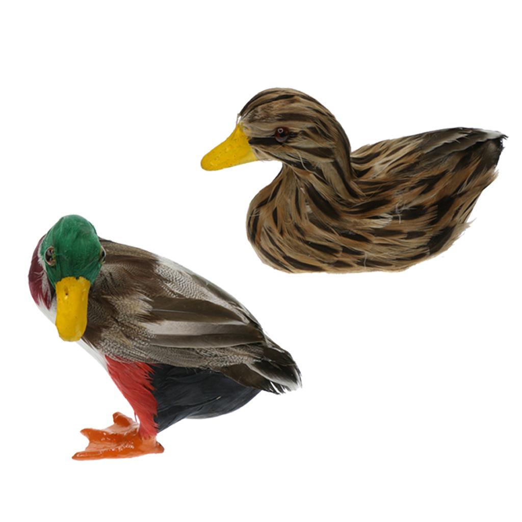 2pcs Plastic Realistic Duck Ornament Garden Sculpture Water Pond Ornament