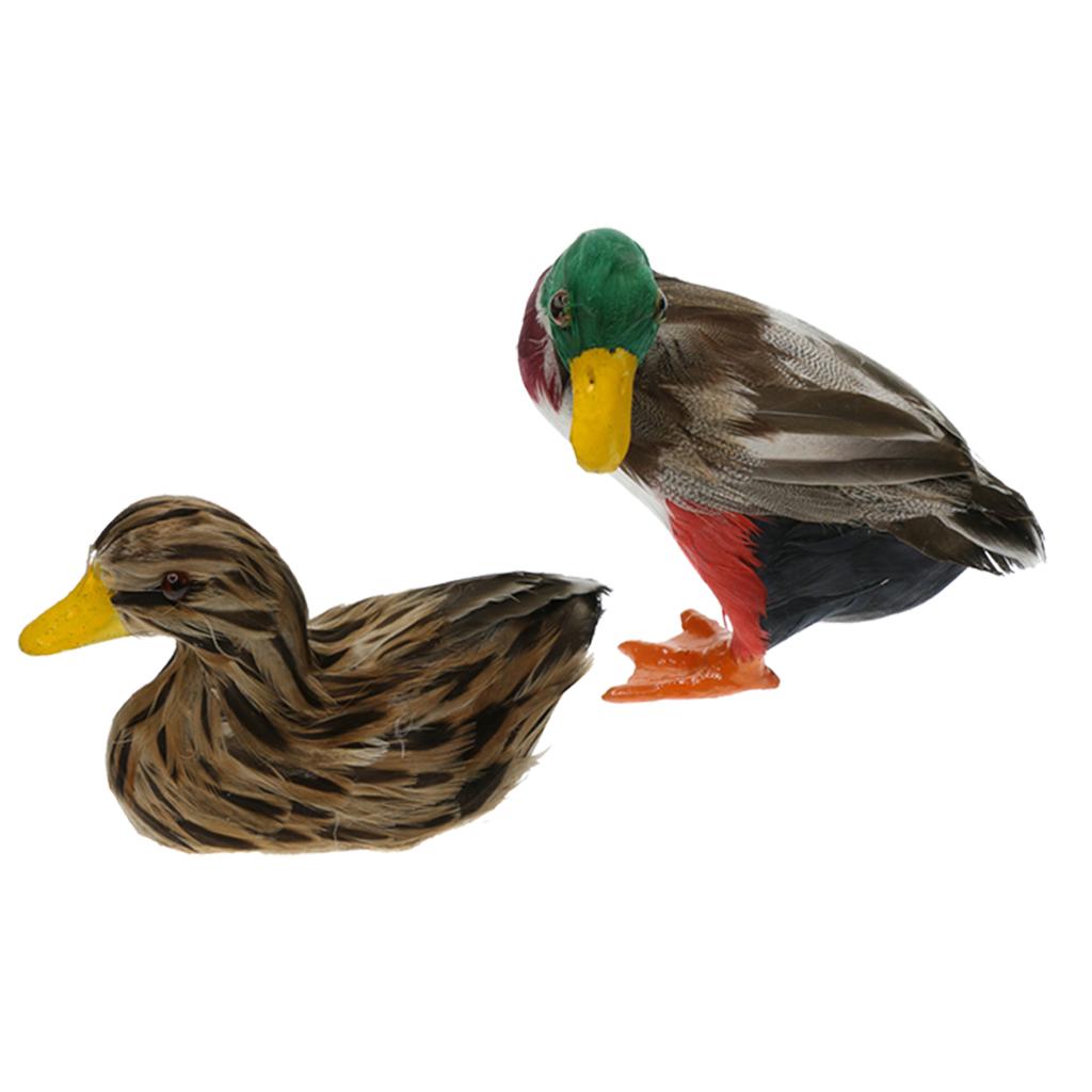 2pcs Plastic Realistic Duck Ornament Garden Sculpture Water Pond Ornament