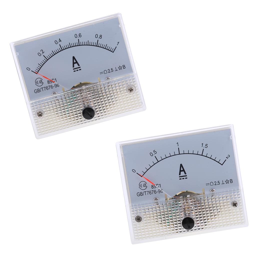 2 x DC Ammeter Analog Panel Meter Pointer Amp Meter Current Gauge 0-1A/0-2A
