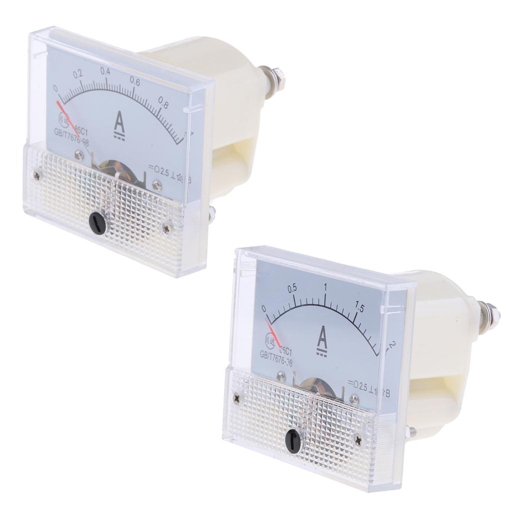 2 x DC Ammeter Analog Panel Meter Pointer Amp Meter Current Gauge 0-1A/0-2A