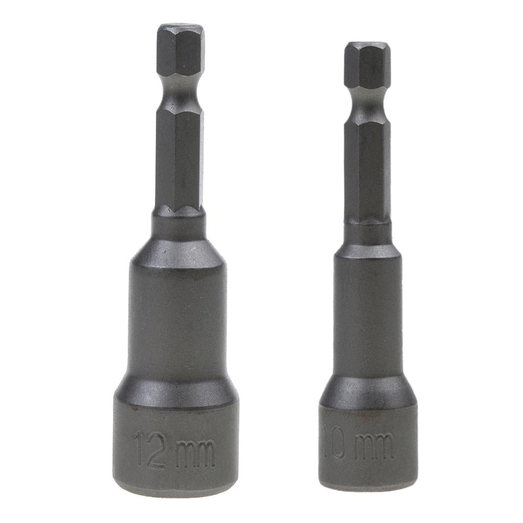 2Pcs Hex Socket Sleeve Nozzles Magnetic Nut Driver Drill Bit Tools 10mm 12mm