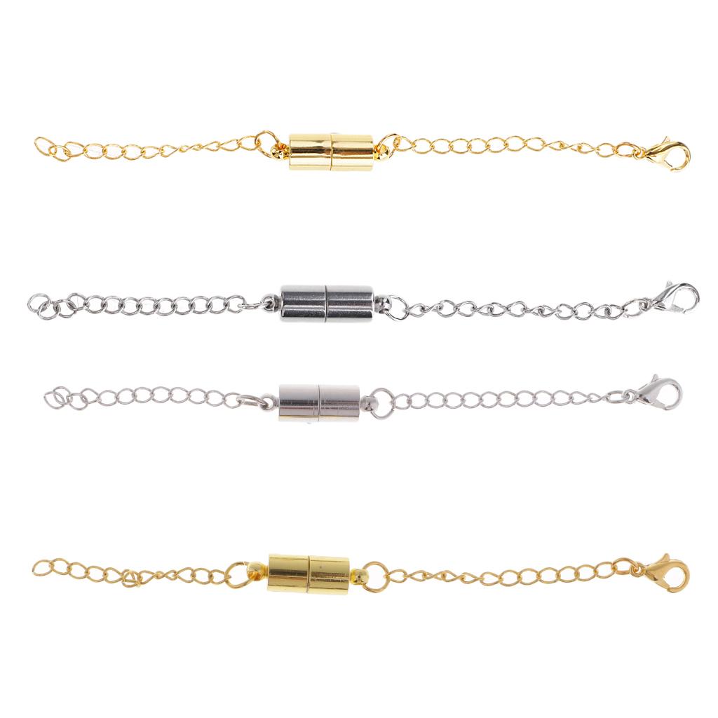 4 Sets Jewelry Making Magnetic Hooks Lobster Clasp Necklace Extenders Chains