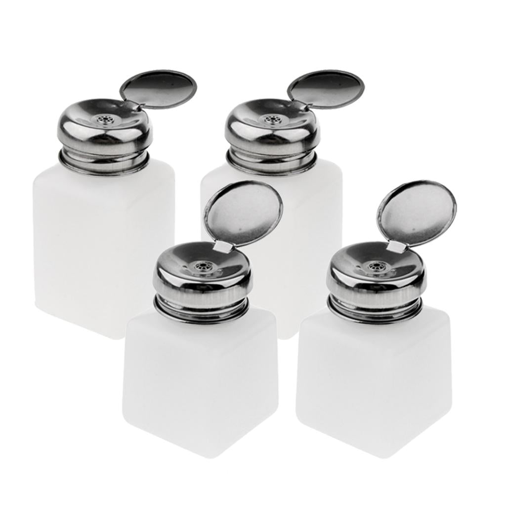 4 Pcs Nail Polish Remover Pump Dispenser Press Bottle Empty Container