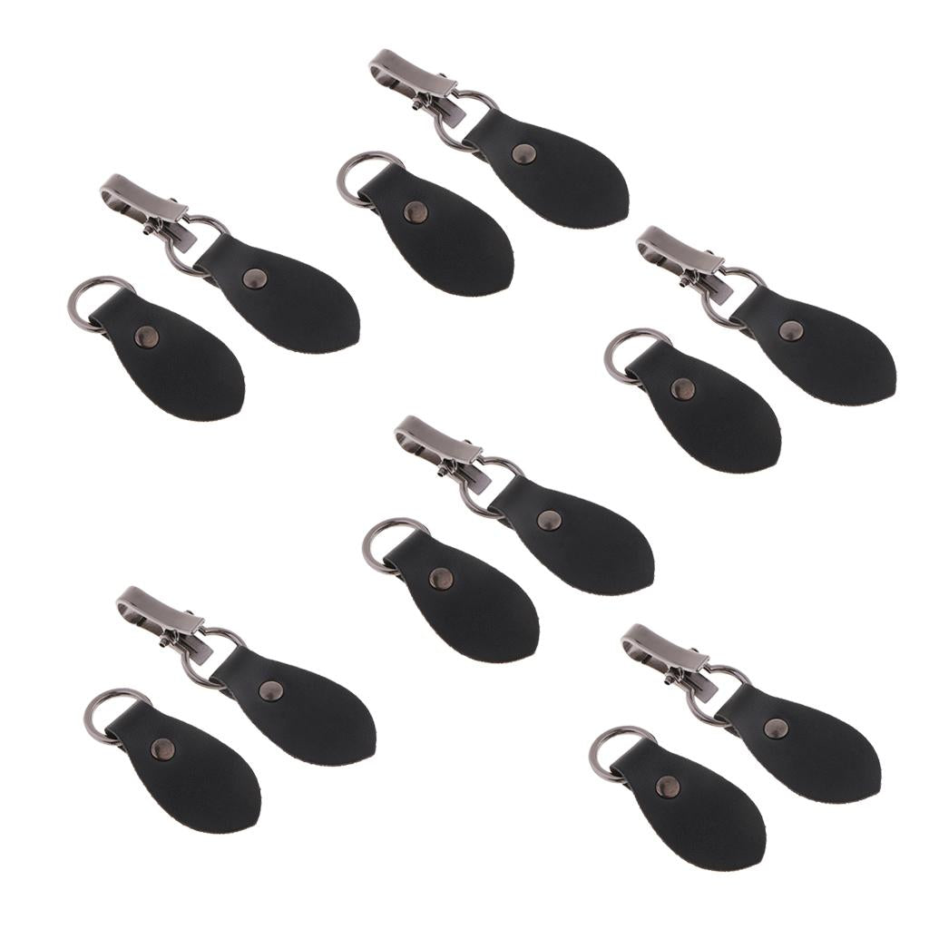 6 Sets Black Leather Toggle Buttons Silver Metal Hook Duffle Coat Fastener