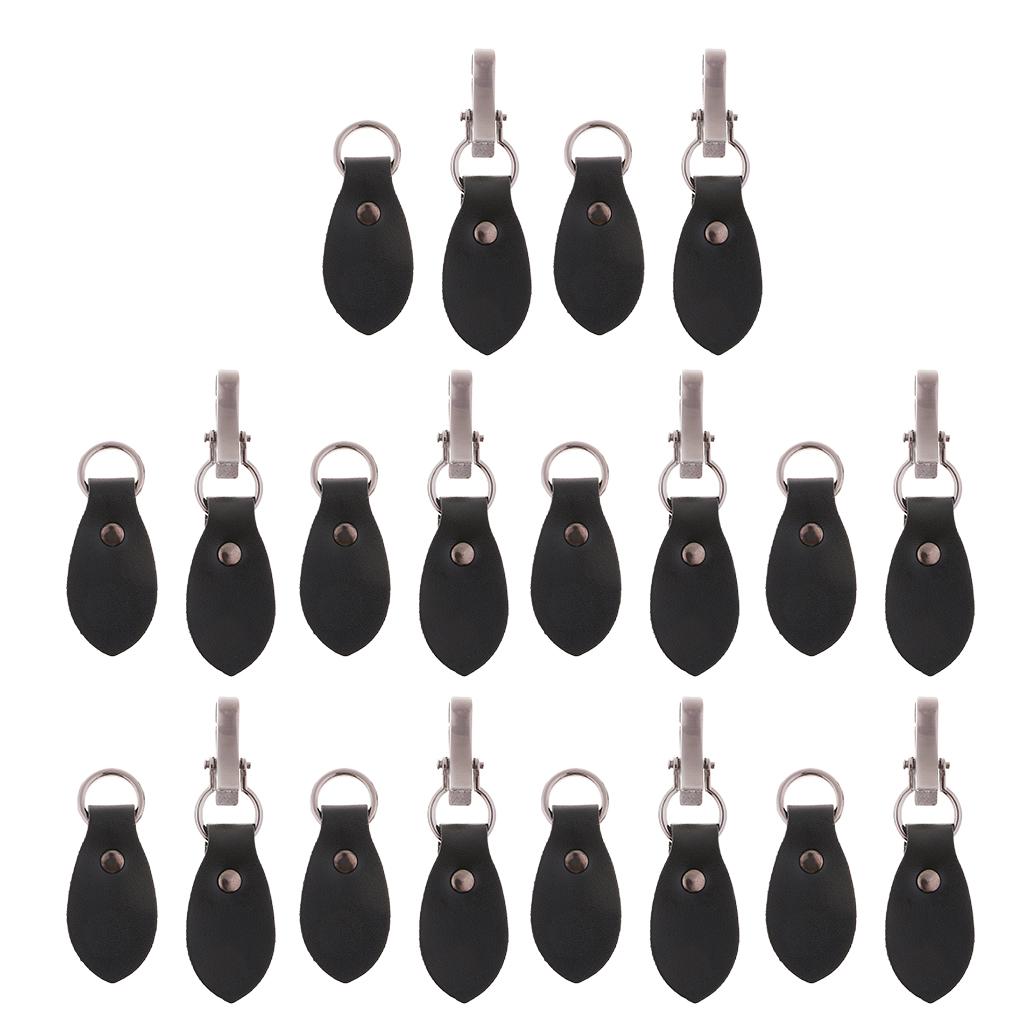 10 Sets Black Leather Toggle Buttons Silver Metal Hook Duffle Coat Fastener