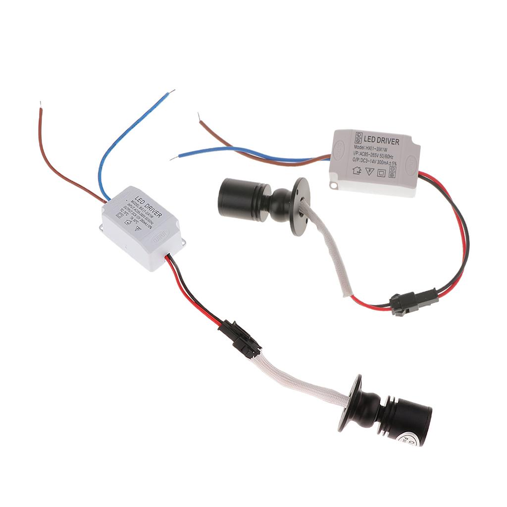 2Pcs 1W Wine Cabinet Mini Night Light LED Black Lamp Spotlight