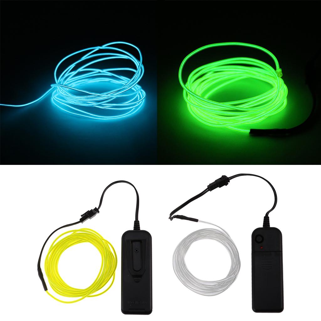 2x Luminescent Neon LED Lights Glow EL Wire String 5 Meters