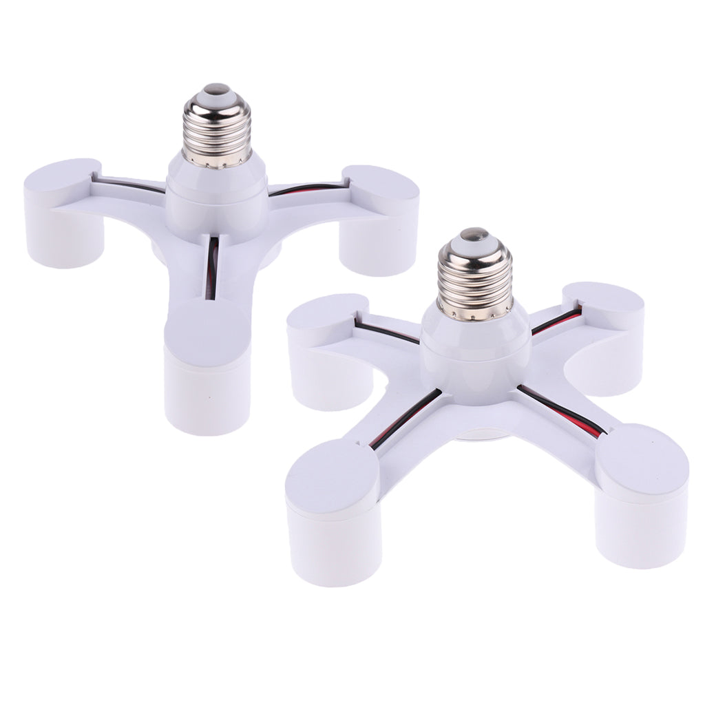 2Pcs 3/4 in 1 E27 Light Lamp Bulb Adapter Holder Socket Splitter