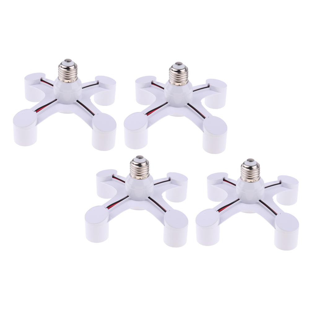 4PCS LED Lamp Bulb Socket Splitter Adapter Converter Holder to 4 in 1 E27