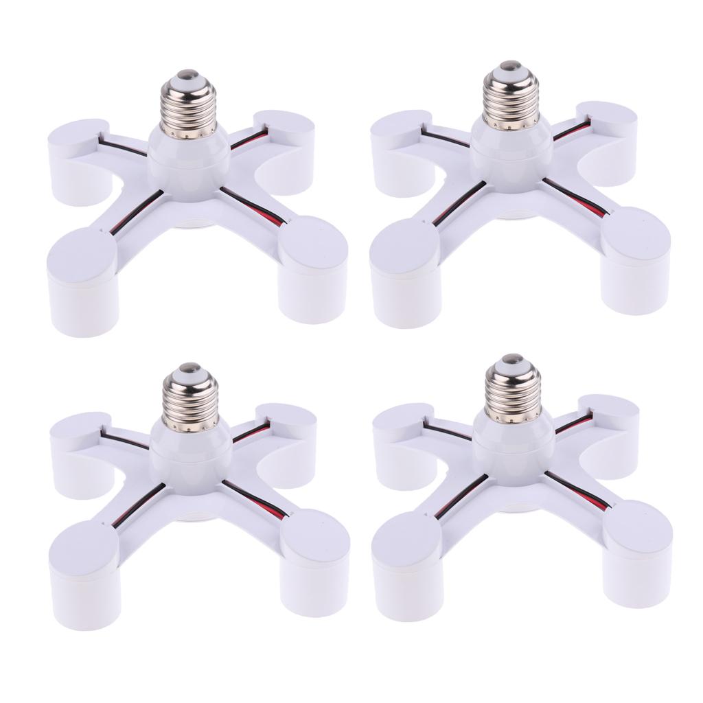 4PCS LED Lamp Bulb Socket Splitter Adapter Converter Holder to 4 in 1 E27