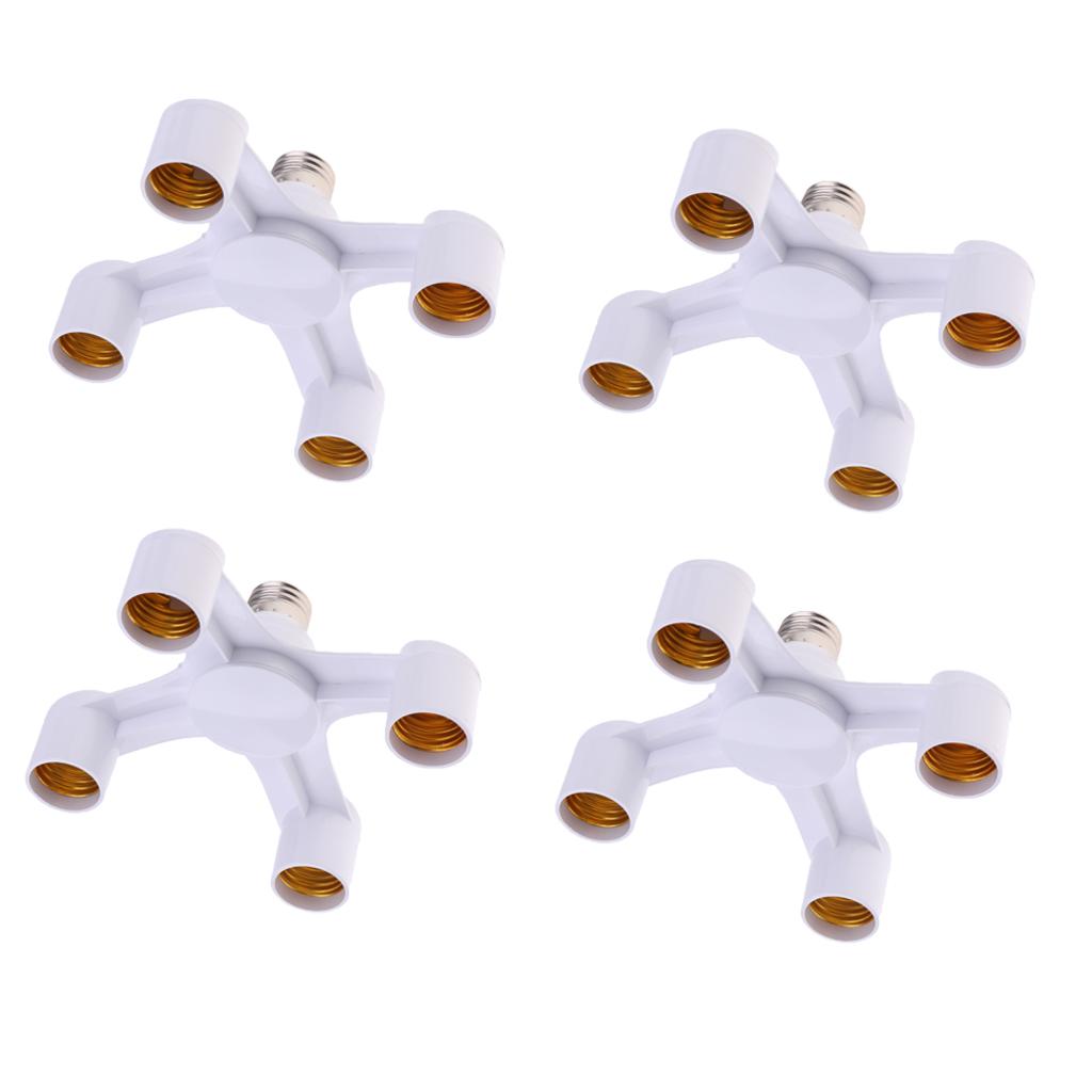 4PCS LED Lamp Bulb Socket Splitter Adapter Converter Holder to 4 in 1 E27