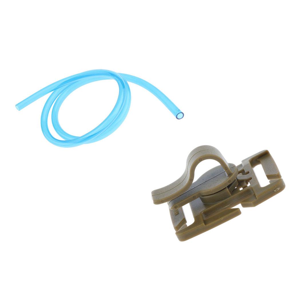 100cm Replacement Hydration Pack Drink Tube + Pipe Holder Buckle Brown Blue