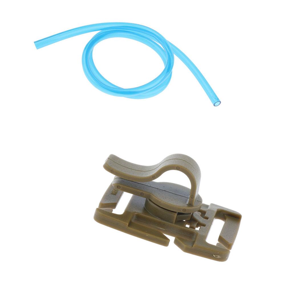 100cm Replacement Hydration Pack Drink Tube + Pipe Holder Buckle Brown Blue