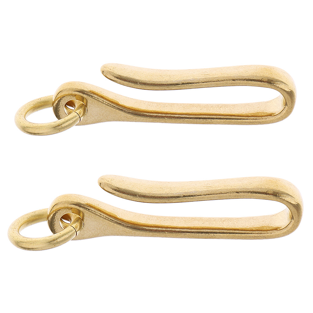 2 Pieces Solid Brass U Hook Loop Keychain Ring Belt Wallet Clip Holder