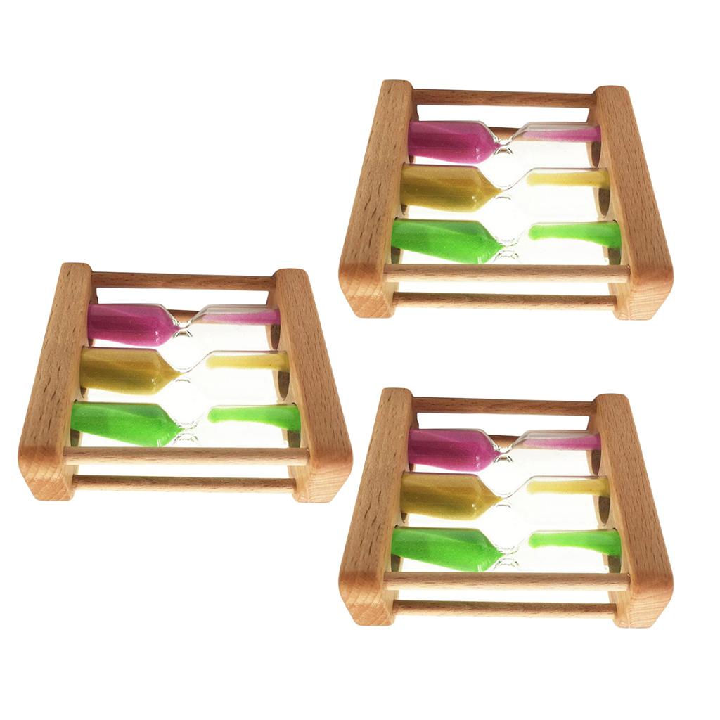 3Pcs 1+3+5 Minute Hourglass Wood Glass Sand Timer Clock