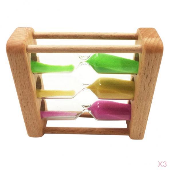 3Pcs 1+3+5 Minute Hourglass Wood Glass Sand Timer Clock