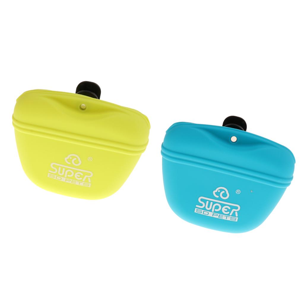 2x Silicone Dog Treat Bag Pet Training Pocket Food Snack Pouch Haversack