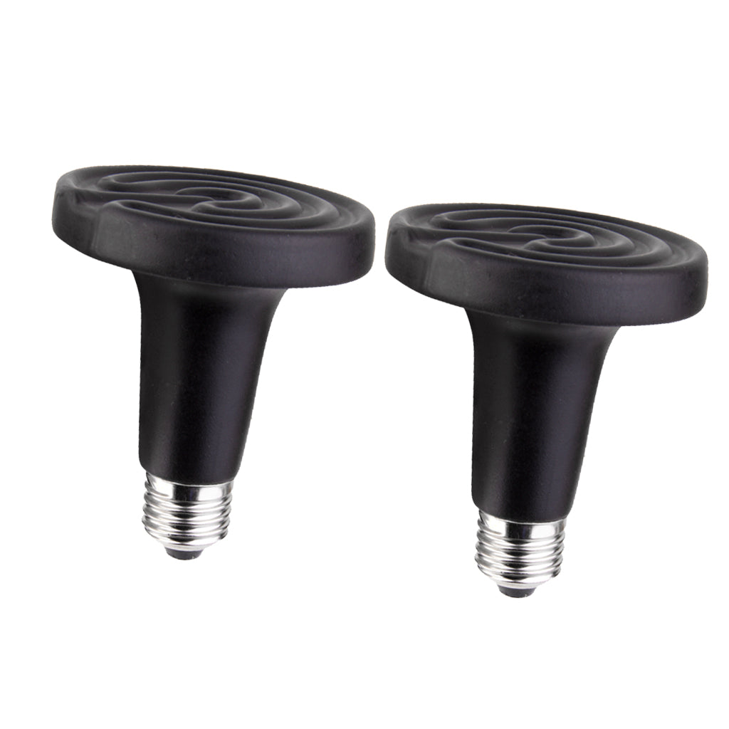 2Pcs E27 Reptile Heat Lamp Infrared Heater Brood Light Bulb 75W & 50W